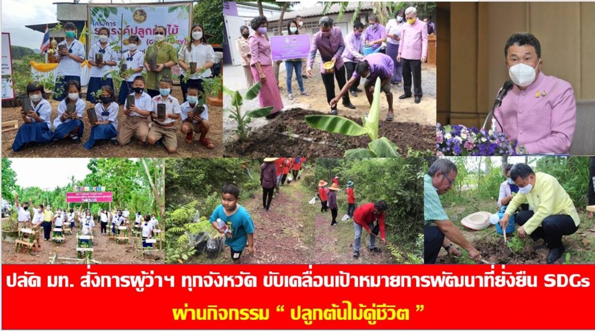 ปลัด มท. สั่งการผู้ว่าฯ ทุกจังหวัด ขับเคลื่อนเป้าหมายการพัฒนาที่ยั่งยืน SDGs ผ่านกิจกรรม “ปลูกต้นไม้คู่ชีวิต” โดยให้นักเรียนทุกโรงเรียนในพื้นที่จังหวัดได้ซึมซับและผูกพันกับการอนุรักษ์ต้นไม้และสิ่งแวดล้อม ด้วยการปลูกต้นไม้คนละ 1 ต้น และดูแลรักษาตลอดระยะเวลาการศึกษา เพื่อเป็นส่วนหนึ่งในการสร้างความยั่งยืนให้กับโลกใบเดียวนี้ตลอดไป