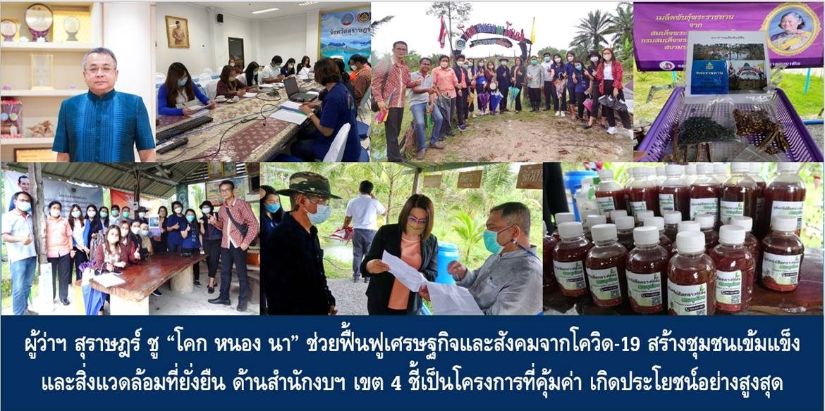 ผู้ว่าฯ สุราษฎร์ ชู “โคก หนอง นา” ช่วยฟื้นฟูเศรษฐกิจและสังคมจากโควิด-19 สร้าง ชุมชนเข้มแข็งและสิ่งแวดล้อมที่ยั่งยืน ด้านสำนักงบฯ เขต 4 ชี้เป็นโครงการที่คุ้มค่า เกิดประโยชน์อย่างสูงสุด