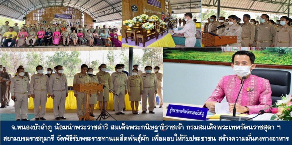 จังหวัดหนองบัวลำภู น้อมนำพระราชดำริ สมเด็จพระกนิษฐาธิราชเจ้า กรมสมเด็จพระเทพรัตนราชสุดาฯ สยามบรมราชกุมารี จัดพิธีรับพระราชทานเมล็ดพันธุ์ผัก เพื่อมอบให้กับประชาชน เพื่อสร้างความมั่นคงทางอาหาร สร้างคุณภาพชีวิตที่ดีอย่างยั่งยืน