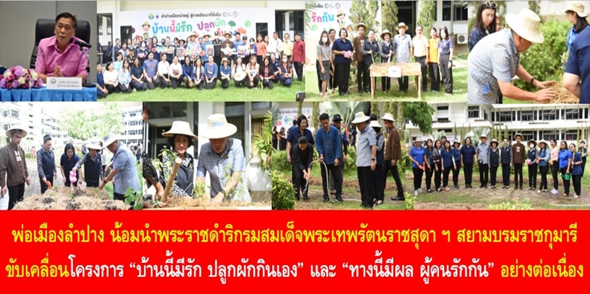 พ่อเมืองลำปาง น้อมนำพระราชดำริกรมสมเด็จพระเทพรัตนราชสุดา ฯ สยามบรมราชกุมารี ขับเคลื่อนโครงการ “บ้านนี้มีรัก ปลูกผักกินเอง” และ “ทางนี้มีผล ผู้คนรักกัน” อย่างต่อเนื่อง มุ่งกระตุ้นให้เกิดการสร้างความมั่นคงทางอาหารอย่างยั่งยืน