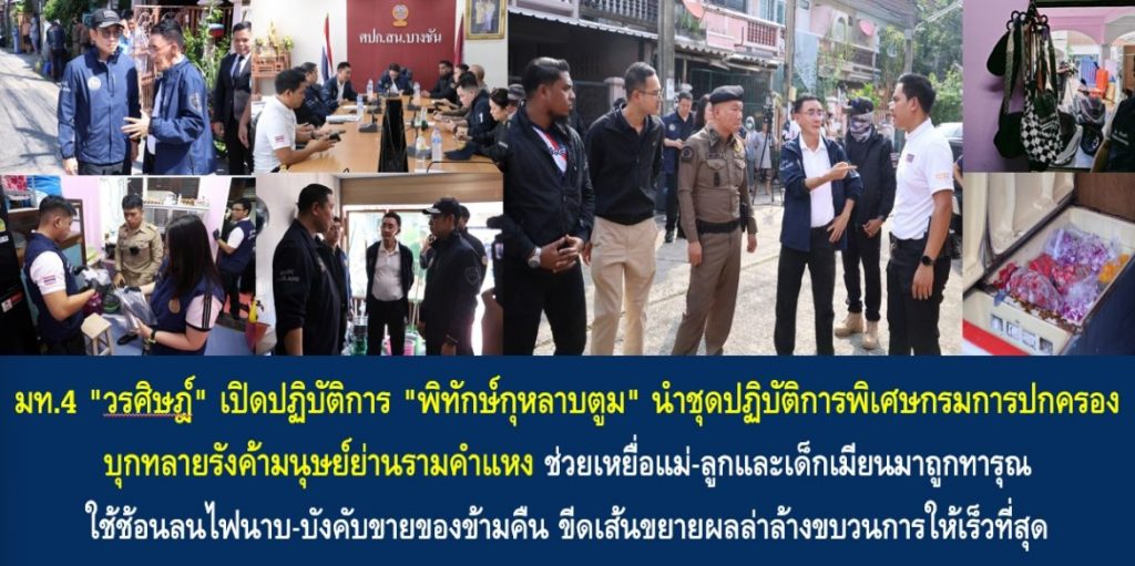 มท.4 “วรศิษฎ์” เปิดปฏิบัติการ “พิทักษ์กุหลาบตูม” นำชุดปฏิบัติการพิเศษกรมการปกครอง บุกทลายรังค้ามนุษย์ย่านรามคำแหง ช่วยเหยื่อแม่-ลูกและเด็กเมียนมาถูกทารุณใช้ช้อนลนไฟนาบ-บังคับขายของข้ามคืน ขีดเส้นขยายผลล่าล้างขบวนการให้เร็วที่สุด